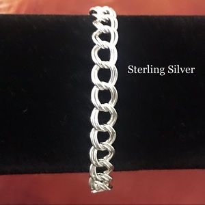 CURB LINK STERLING SILVER WOMENS BRACELET 925